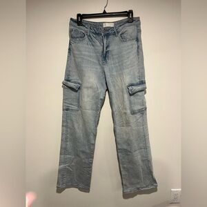 Wide Leg Light Blue Denim Pants